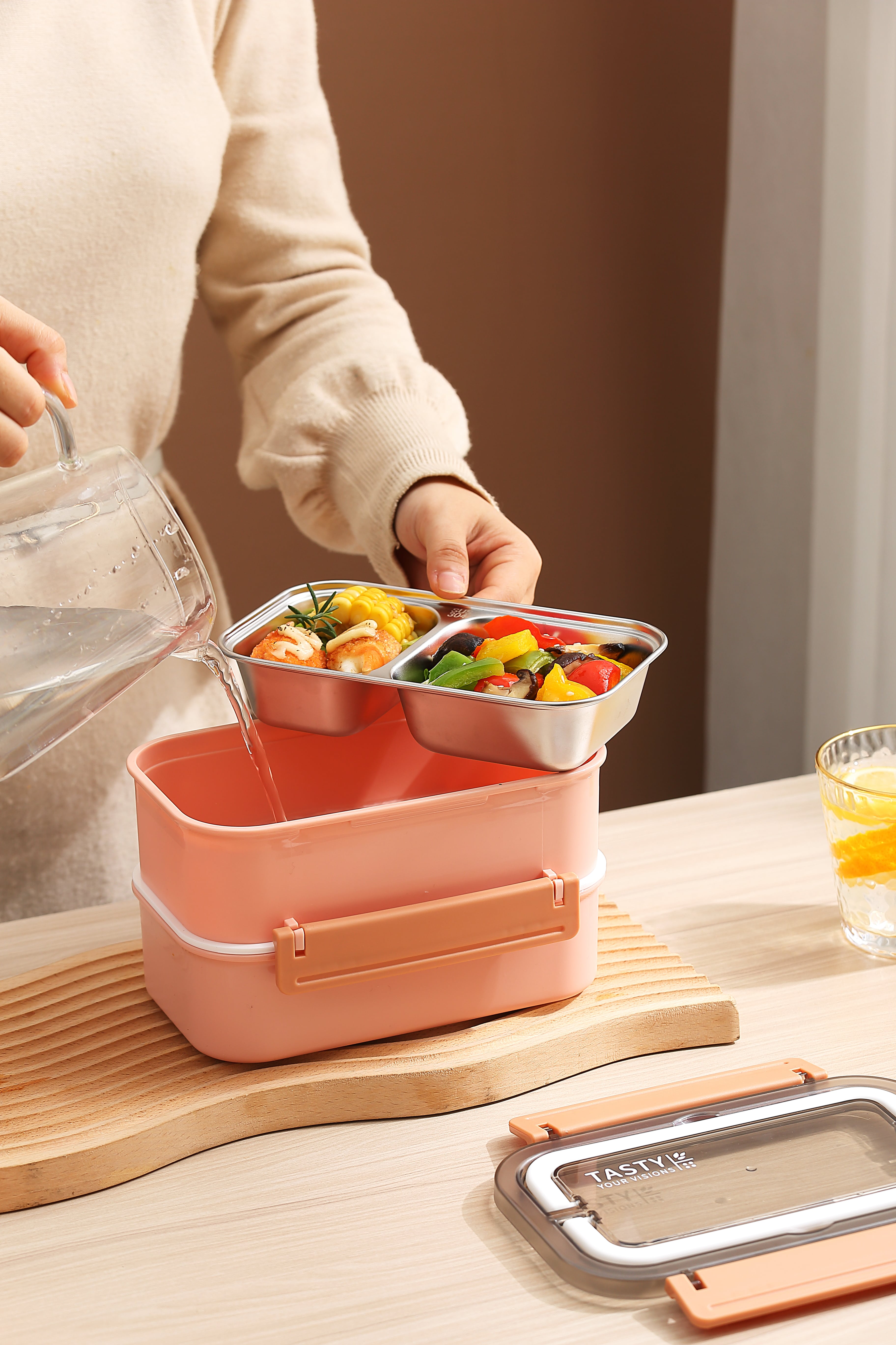 Çift Katmanlı Paslanmaz Çelik Beslenme Kabı-1600 ml Beslenme Kutusu
