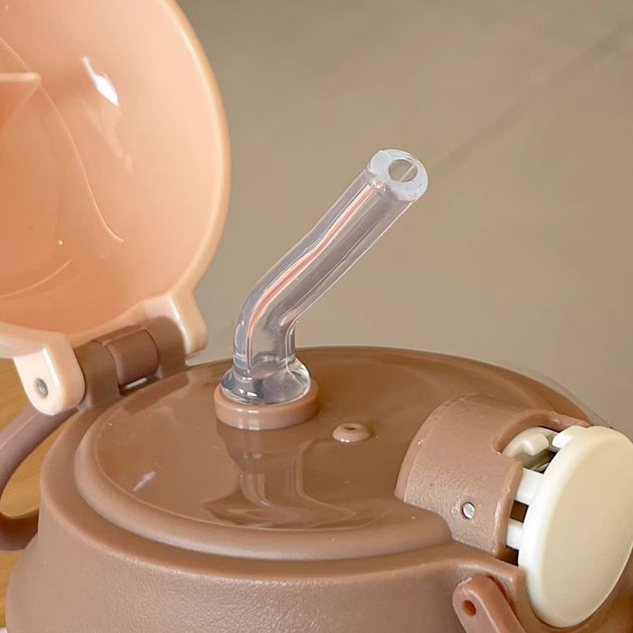 Bentopia Paslanmaz Çelik Su Matarası - 480ml - Askılı ve Pipetli Çelik Suluk