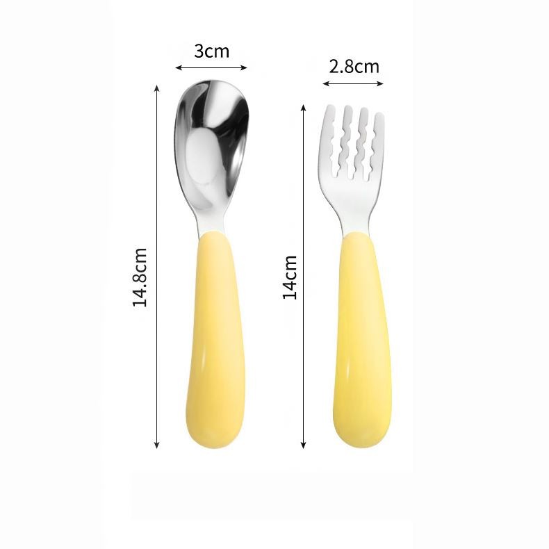 Bentopia Paslanmaz Çelik Sarı Çocuk Kaşık ve Çatal Set