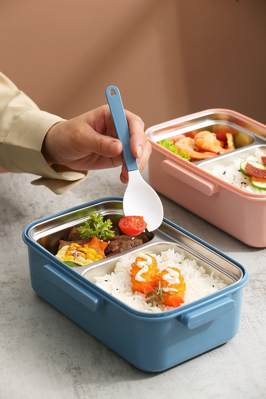 Beslenme Kutusu Tek Katlı Paslanmaz Çelik - 900 ml 2 Bölmeli Yeni Nesil Sefer Tası