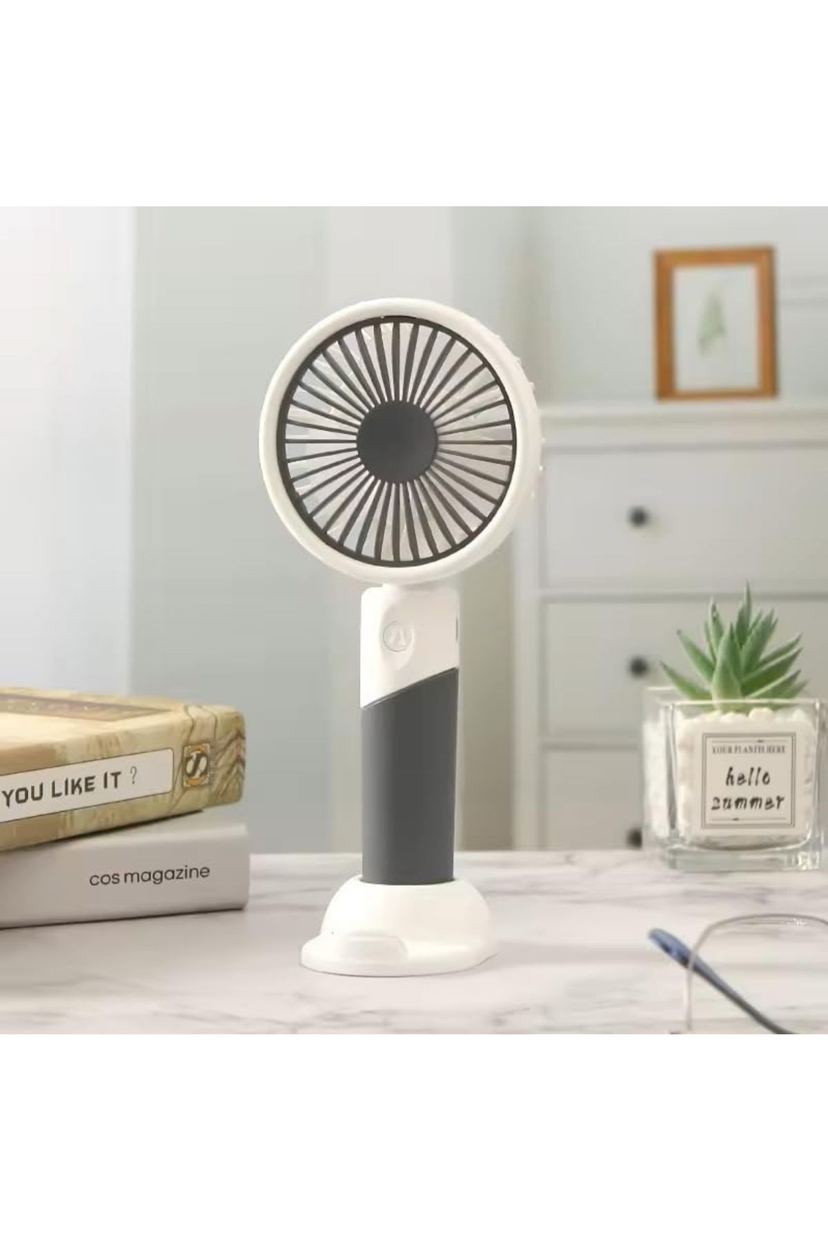Taşınabilir şarjlı el fanı turbo üfleme 3 kademeli telefon tutacaklı şarj standı yüksek kalite