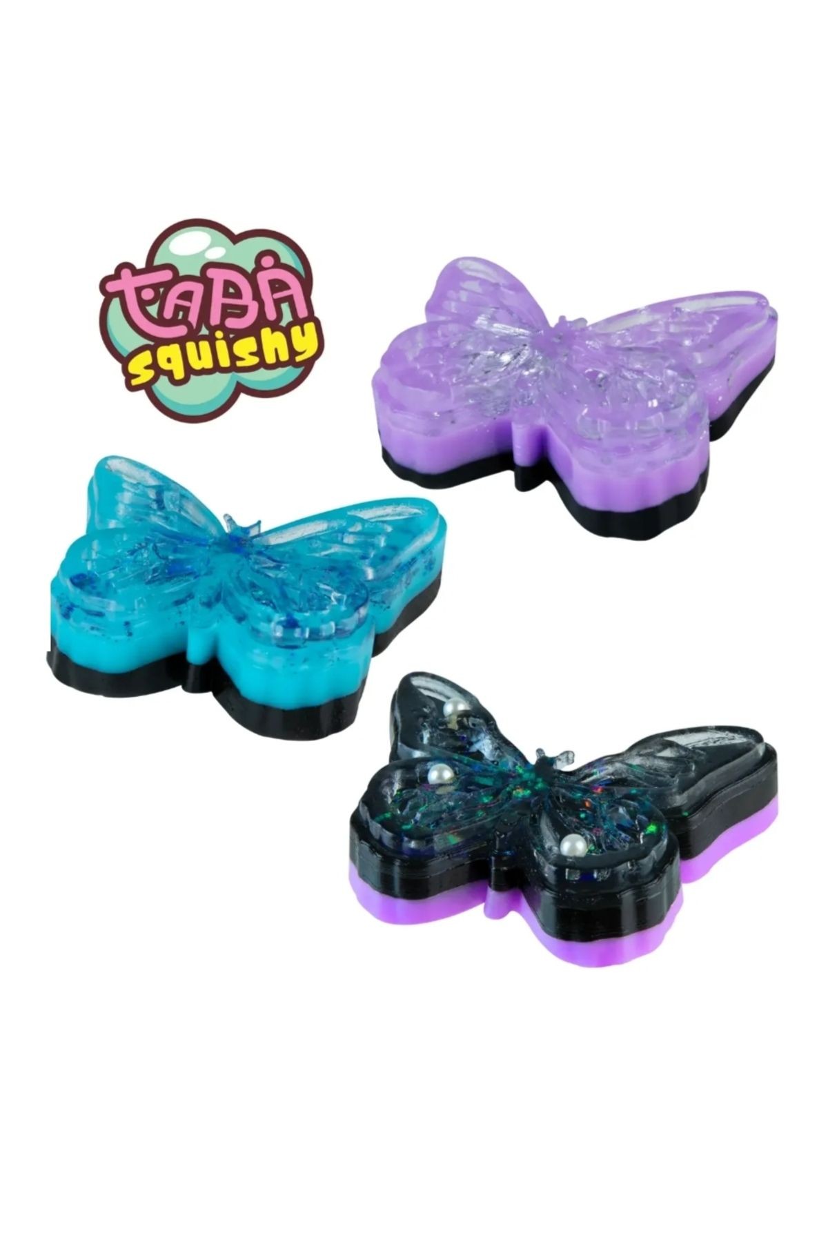 Kelebek Sukuşi Oyuncak Yumoş Jel Stres Oyuncağı Kelebek Model Squishy Elastik Kedi Patisi Taba