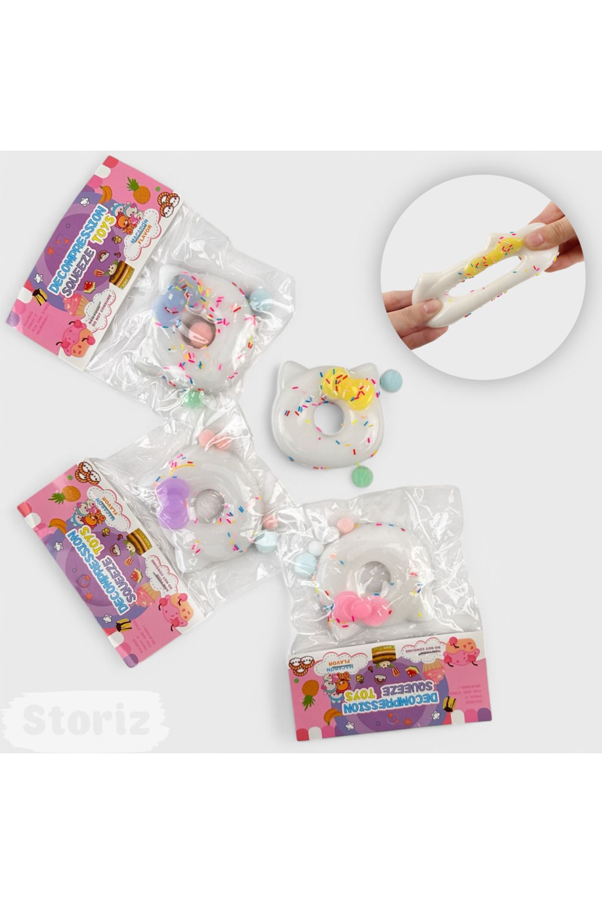 Kedi Kulaklı Donut Sukuşi Taba Squishy Stres Oyuncağı Hellokitty Sukuşi Kedi Patisi Stress Oyuncağı