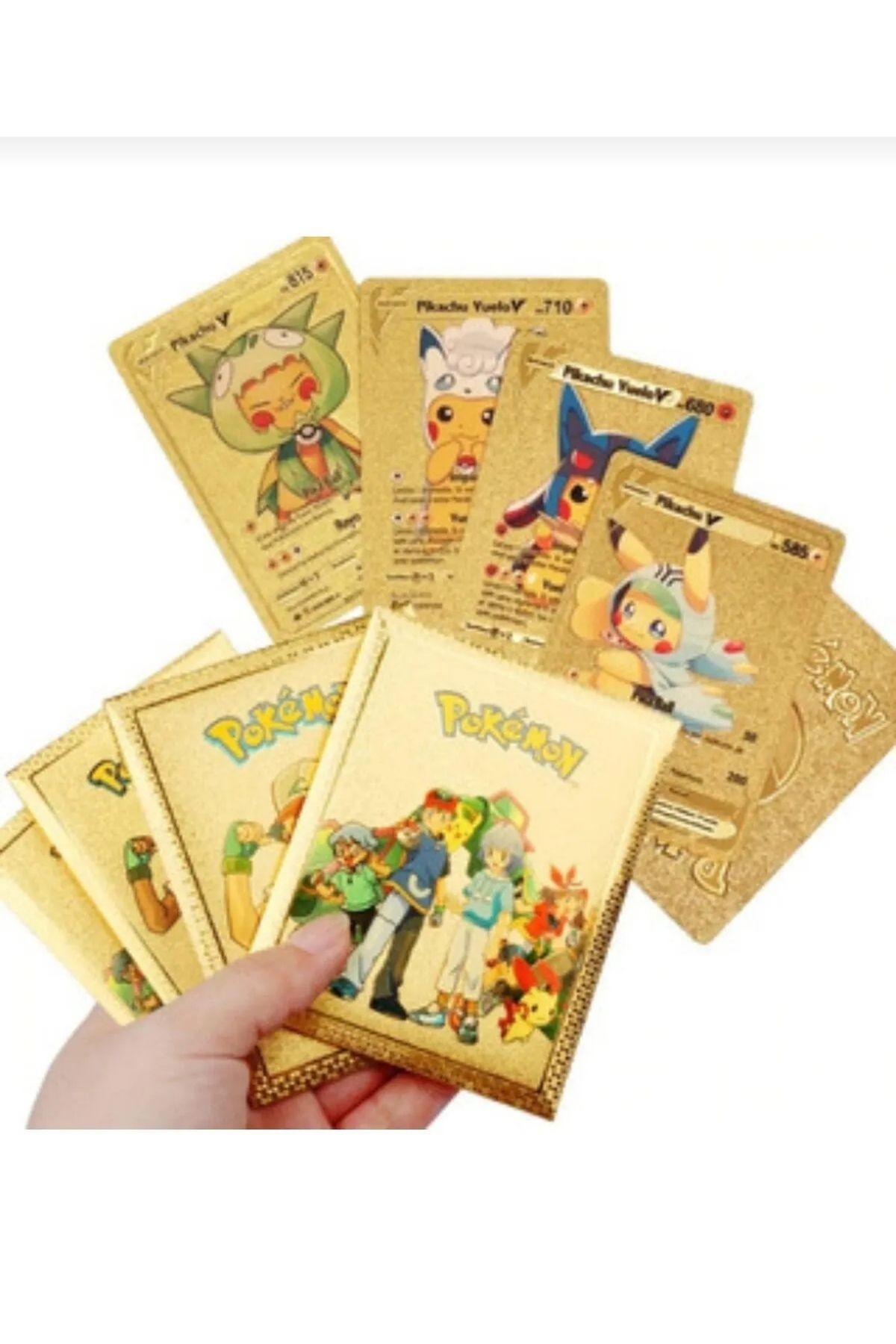 Pokemon kartlar Flex kırılmaz altın Pokemon kart 1 paket 10 adet parlak kart cep boy paket pokekart