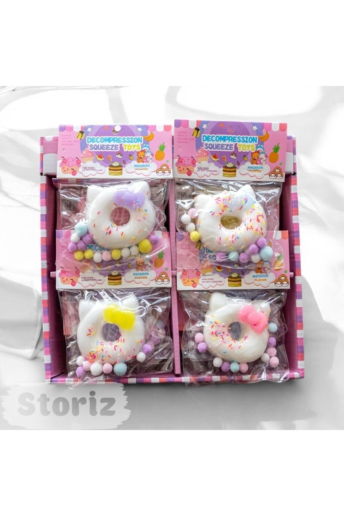 Kedi Kulaklı Donut Sukuşi Taba Squishy Stres Oyuncağı Hellokitty Sukuşi Kedi Patisi Stress Oyuncağı