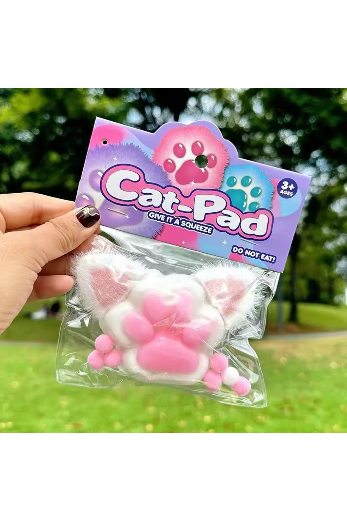 Kulaklı Pembe Kedi Patisi Taba Sukuşi Squishy Stres Oyuncağı Yumuşacık Jel Oyuncak Skuşi yeni stil