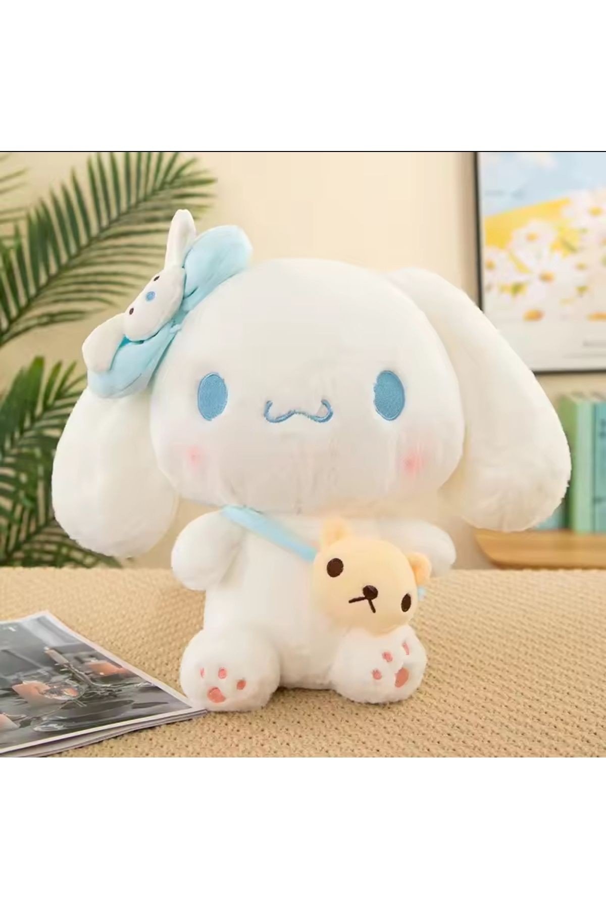 Cinnamorol peluş oyuncak sanrio kawaii pelüş 40cm büyük boy hellokitty kuromi aksesuarlı - cinnamoroll çantalı