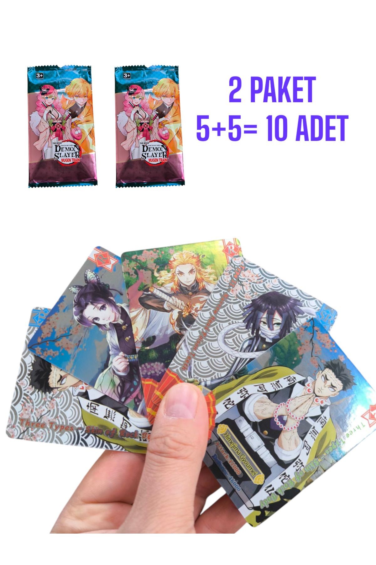 Demon slayer kart demon slayer anime kartlar 2 paket 10 adet özel parlak seri
