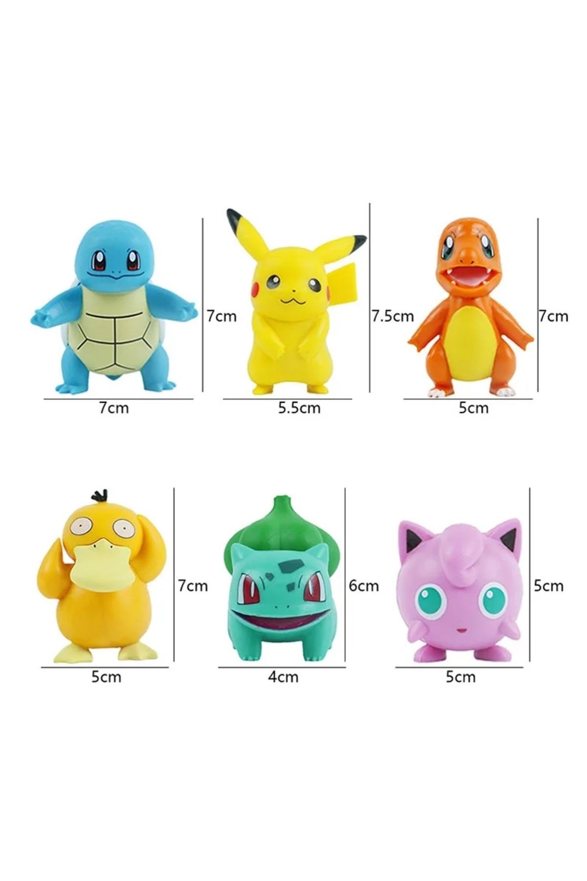 6 Adet Pokemon Figür 6-8cm Ve 1 Adet Poketopu Pokeball