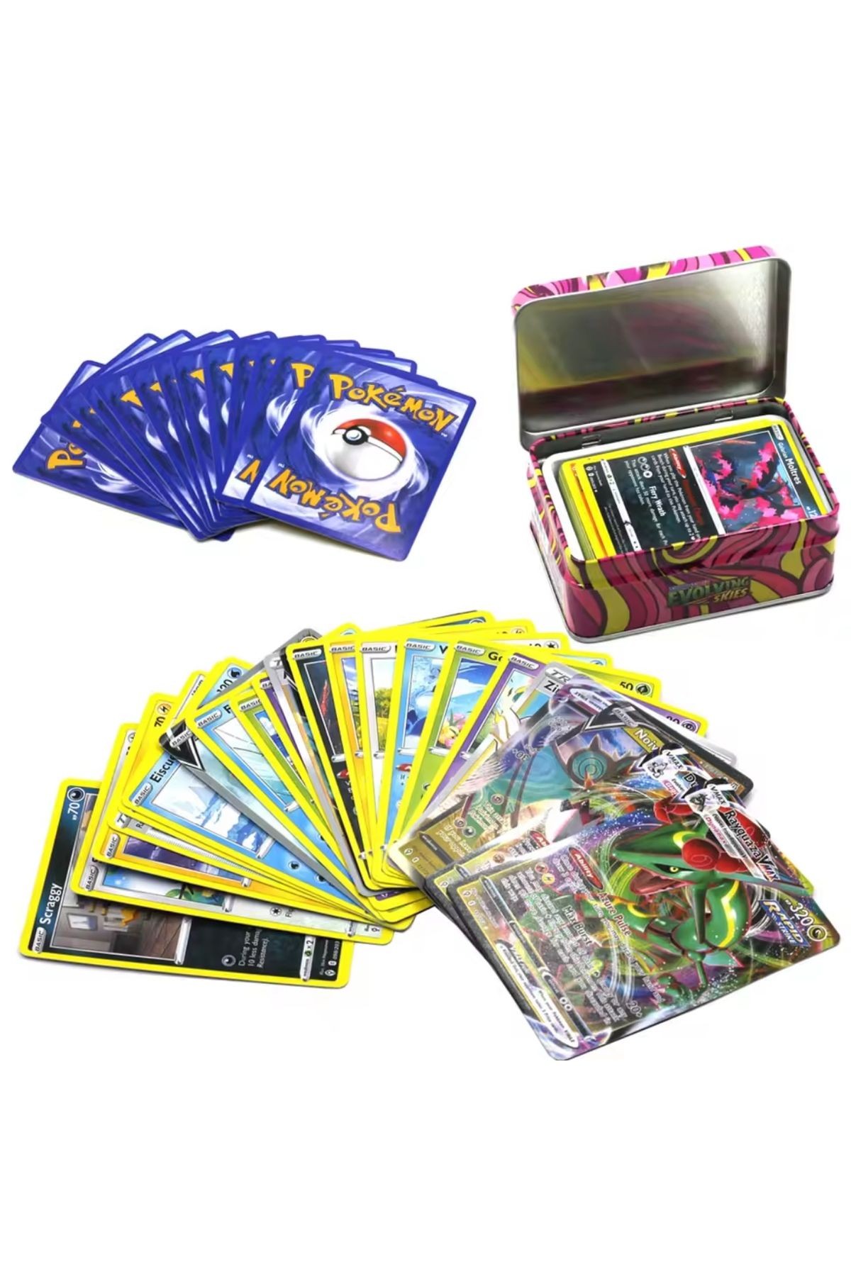 Pokemon metal kutulu kart 100 adet pokekart Pokemon kart silver tempest