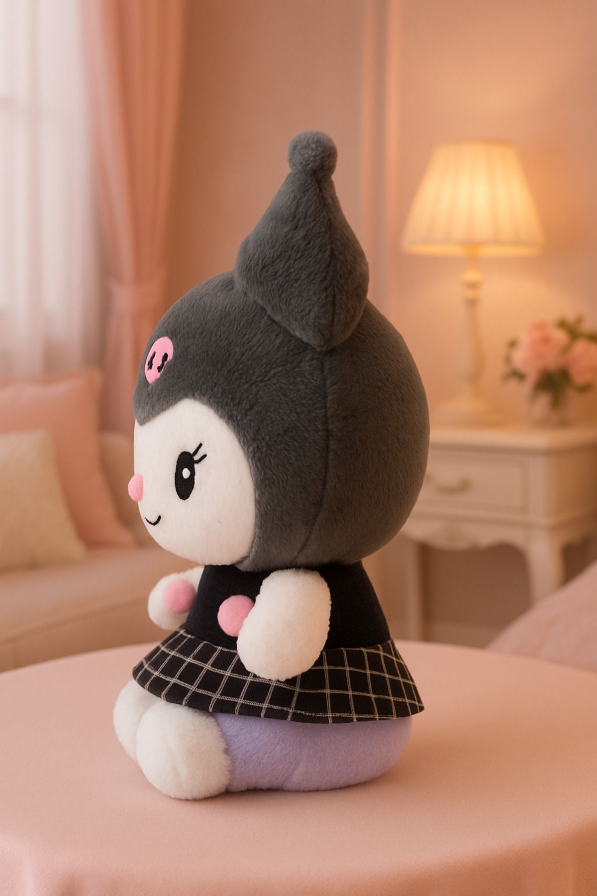 Kuromi peluş oyuncak 22cm siyah renk etekli kuromi oyuncak