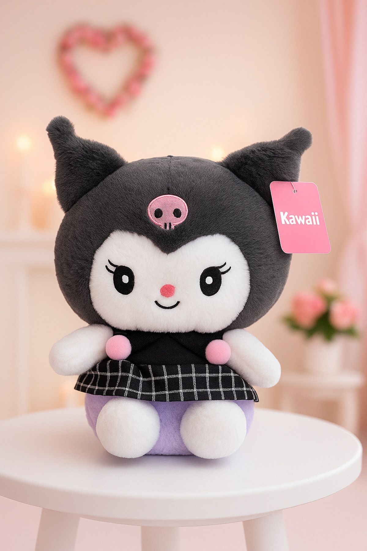 Kuromi peluş oyuncak 22cm siyah renk etekli kuromi oyuncak