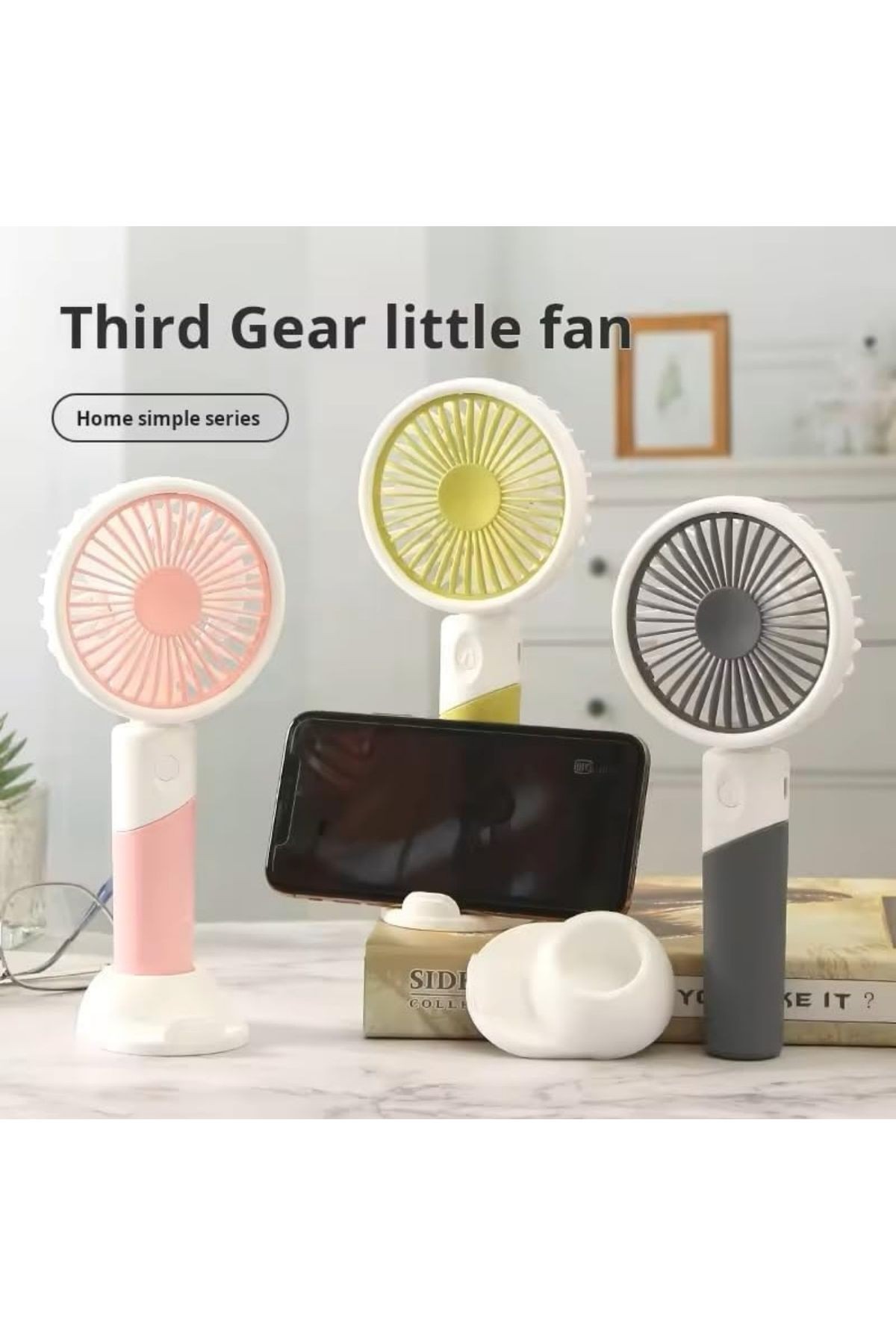 Taşınabilir şarjlı el fanı turbo üfleme 3 kademeli telefon tutacaklı şarj standı yüksek kalite