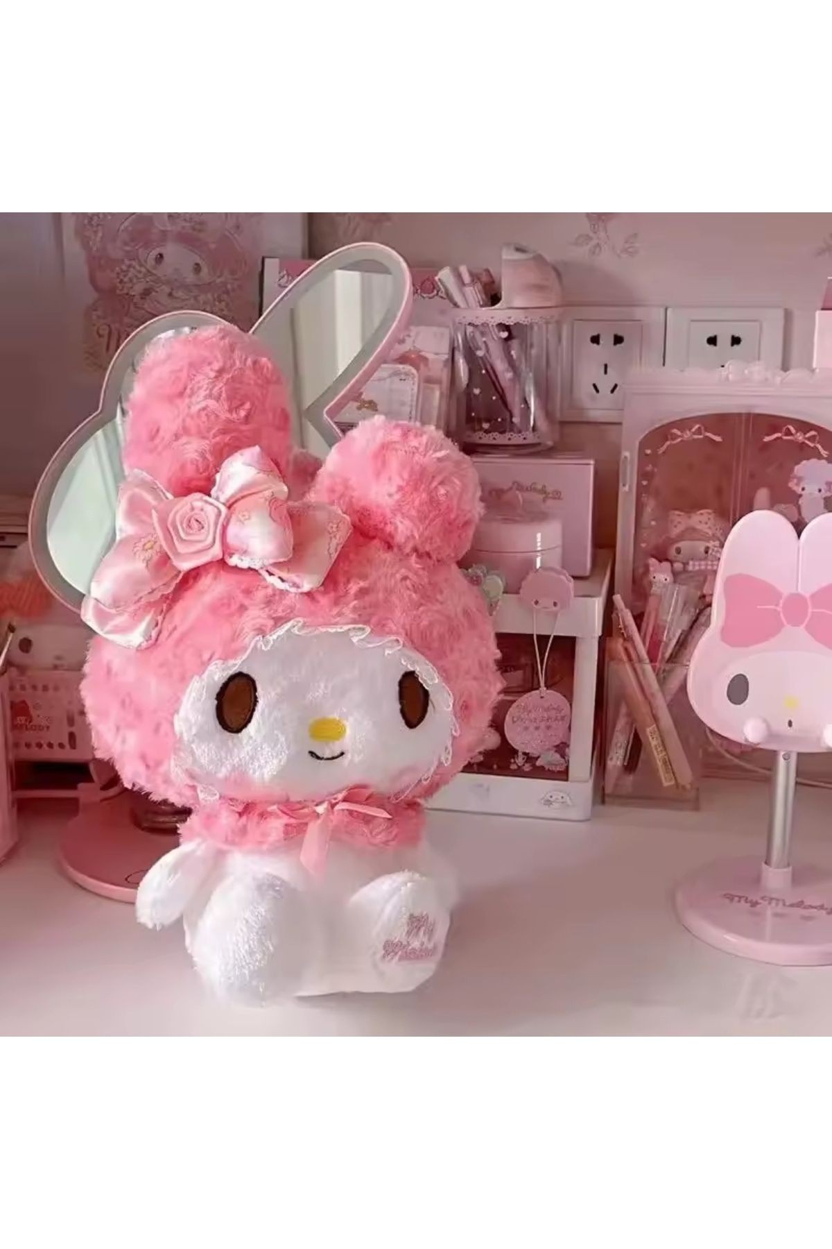Melodi peluş oyuncak hello kitty arkadaşı my melody peluş oyuncak 40cm kawaii yumoş hediye
