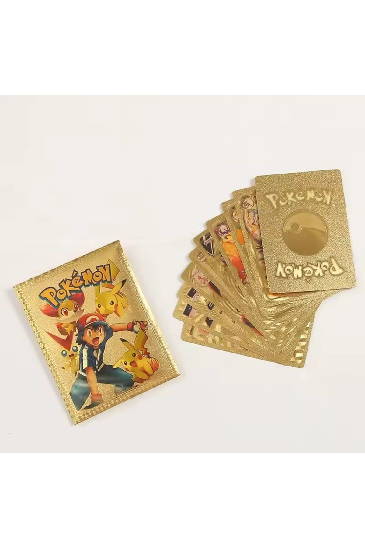 Pokemon kartlar Flex kırılmaz altın Pokemon kart 1 paket 10 adet parlak kart cep boy paket pokekart