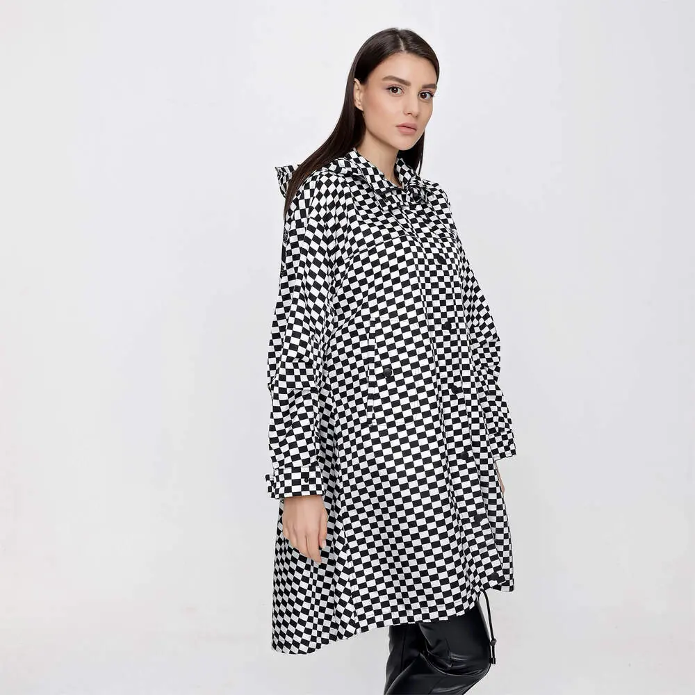 Christian Dior Dama Desen Kapüşonlu Yağmurluk / FR34 - Authentic