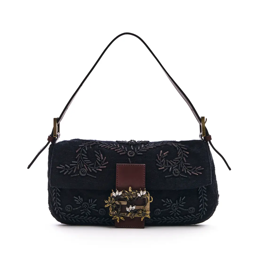 Fendi Fendi - Vintage Siyah Kanvas Baguette Çanta | Authentic Seconds
