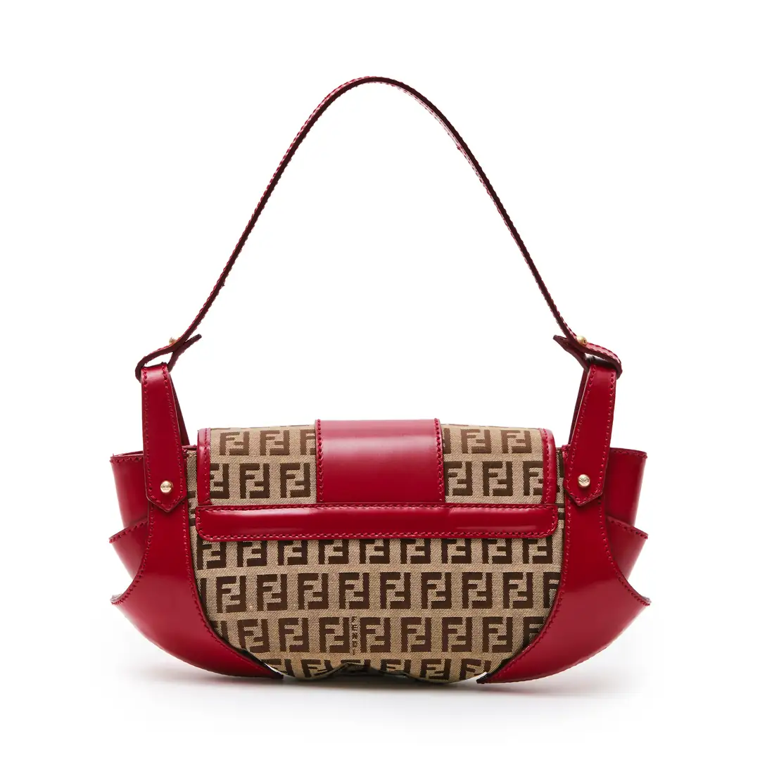 Fendi - Kırmızı FF Zucca Canvas Borsa Tuc Vintage Çanta