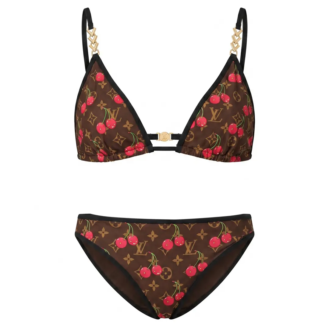 Louis Vuitton X Takashi Murakami - Kahverengi Cherry Bikini Set
