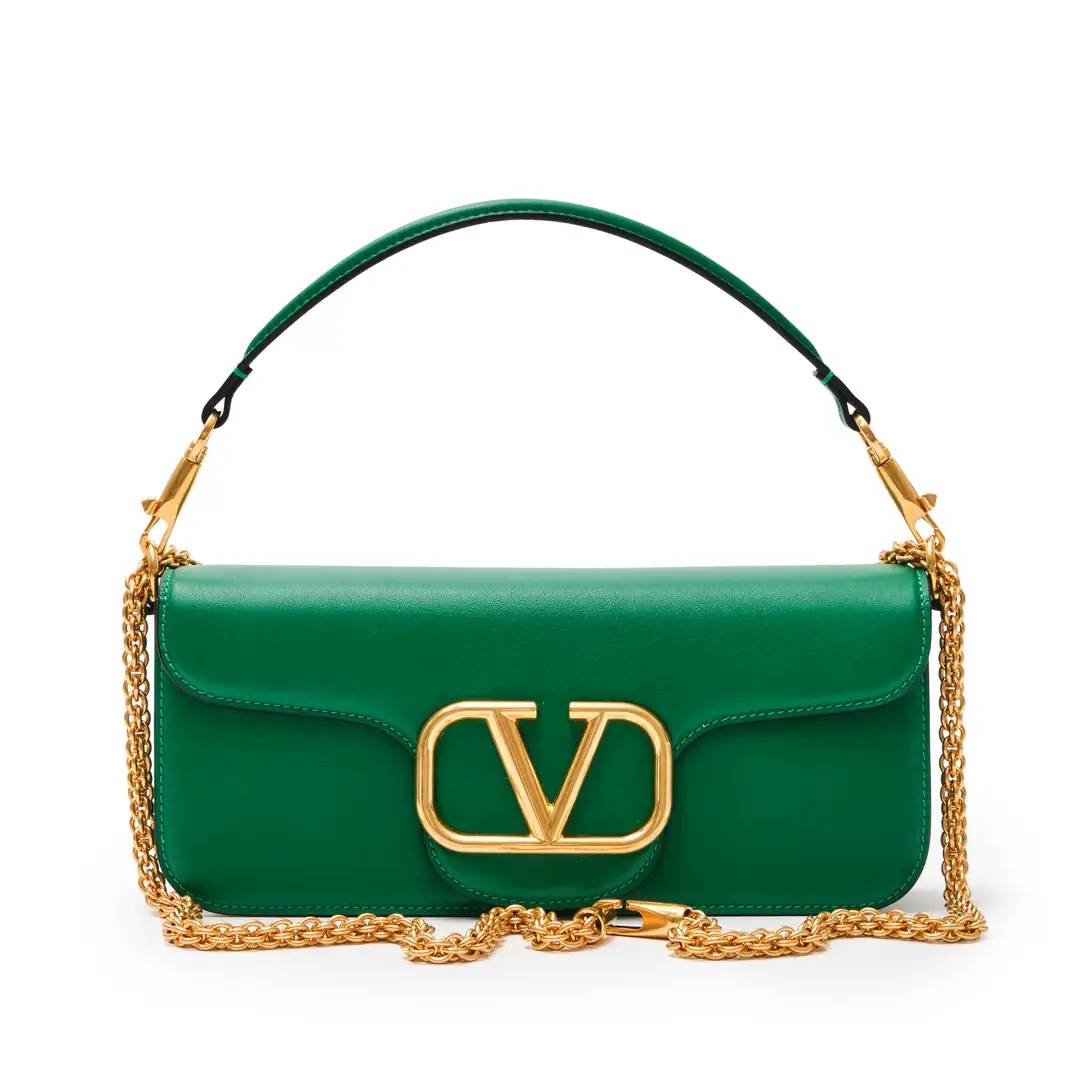 Valentino - Yeşil V Logo Omuz Çantası - Authentic Seconds