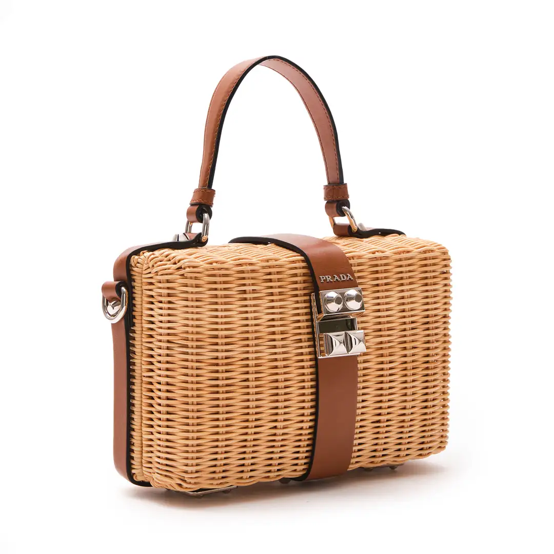 Prada - Bej Wicker Midollino Çanta - Authentic Seconds