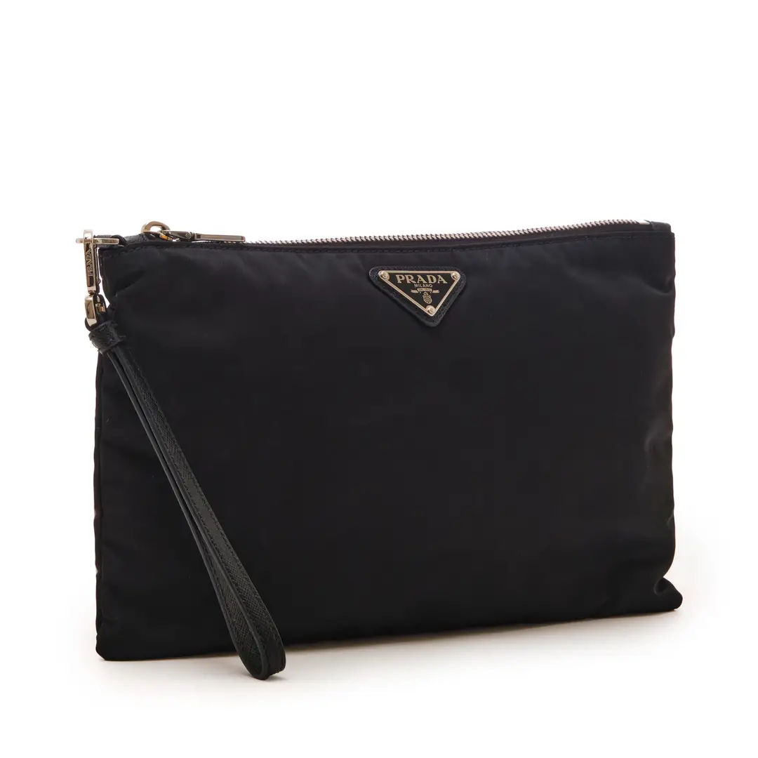 Prada - Black Re-Nylon Triangle Pouch - Authentic Seconds