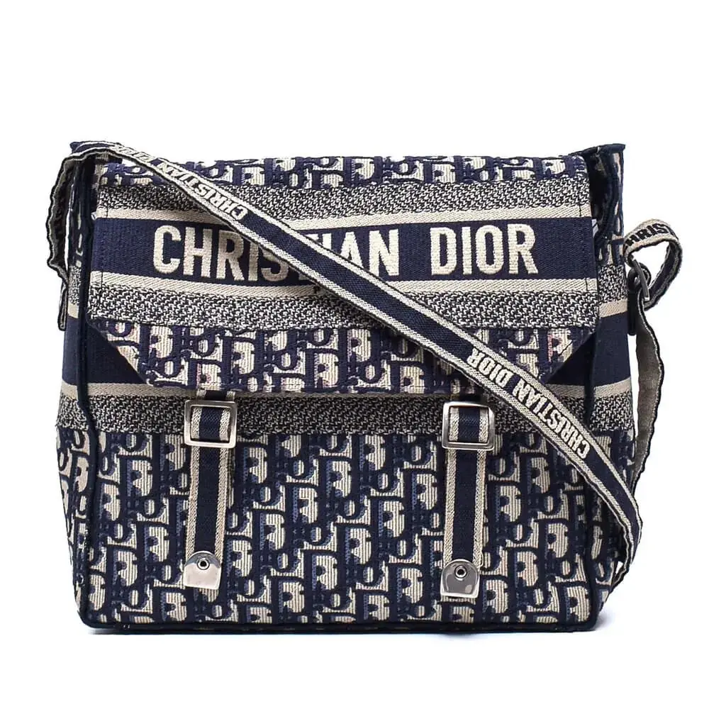 Christian Dior - Lacivert Oblique Logo 'Diorcamp' Medium Çanta
