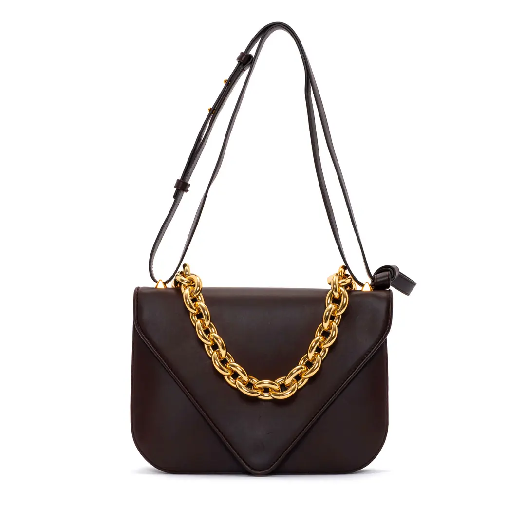 Bottega Veneta - Kahverengi 'Mount' Small Deri Omuz Çantası