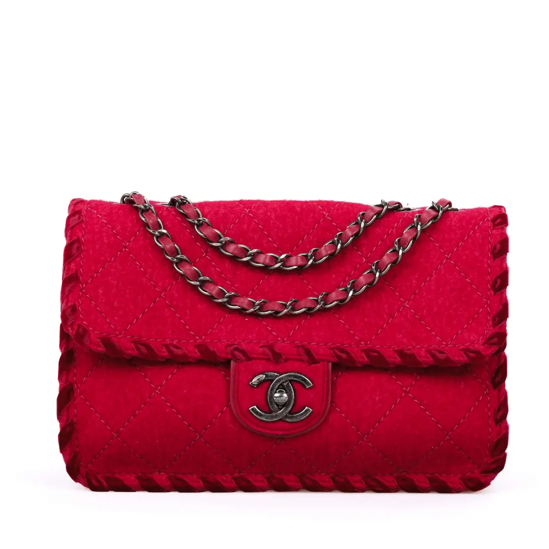 Chanel Cherry Quilted Fancy Felt Flap Bag