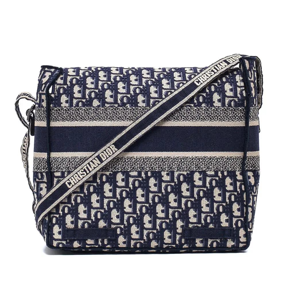 Christian Dior - Lacivert Oblique Logo 'Diorcamp' Medium Çanta