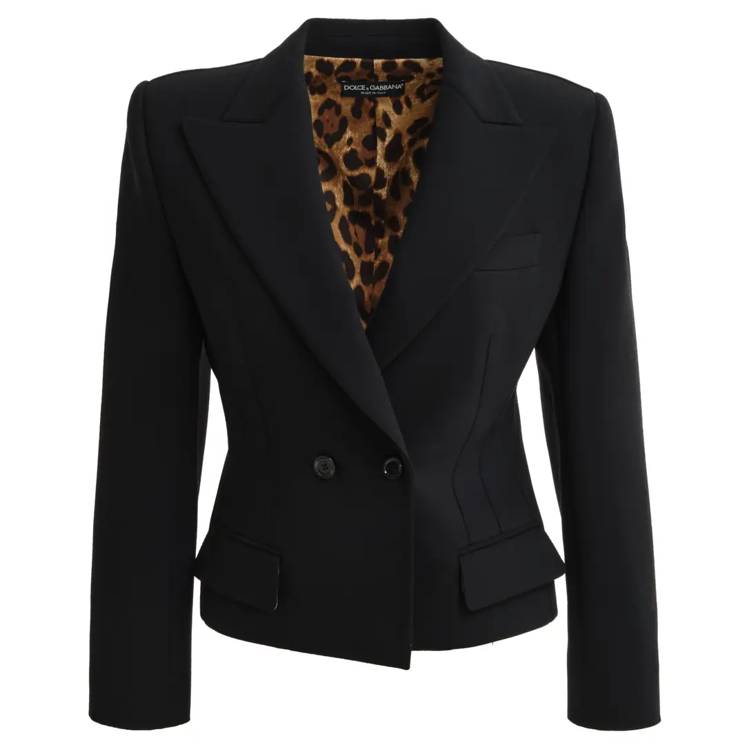 Dolce & Gabbana - Siyah Double Breasted Crop Blazer Ceket / IT44 Dolce & Gabbana - Siyah Double Breasted Crop Blazer Ceket / IT44
