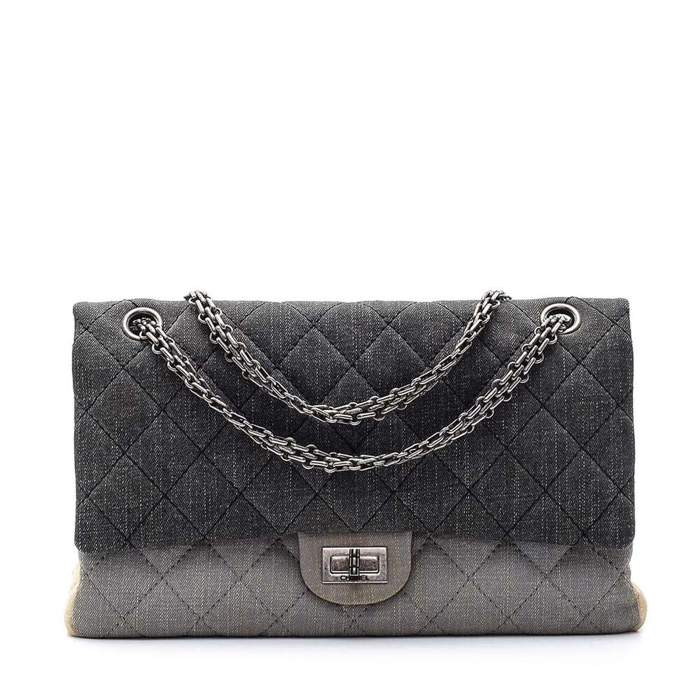 Chanel Gri 2.55 Reissue Double Flap Kanvas Çanta - Authentic Seconds