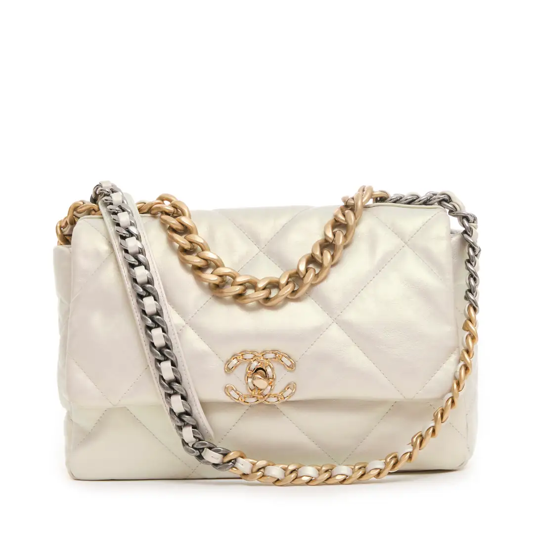 Chanel - Beyaz Large No19 Flap Çanta - Authentic Seconds