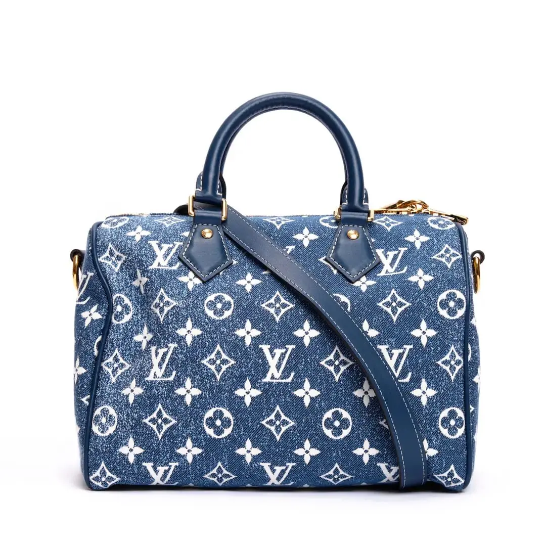 Louis Vuitton - Mavi Monogram Jacquard Denim Speedy 25 Bandouliere