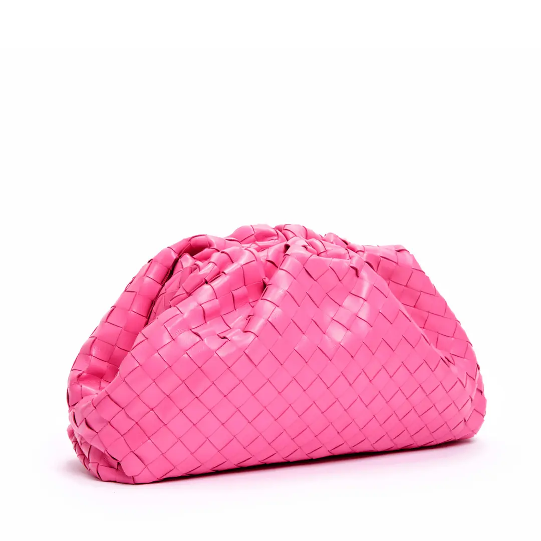 【美品】BOTTEGA VENETA ピンク ステッチ入りクラッチバッグ Bottega Veneta - Pembe 'The Pouch' Deri Clutch - Authentic Seconds
