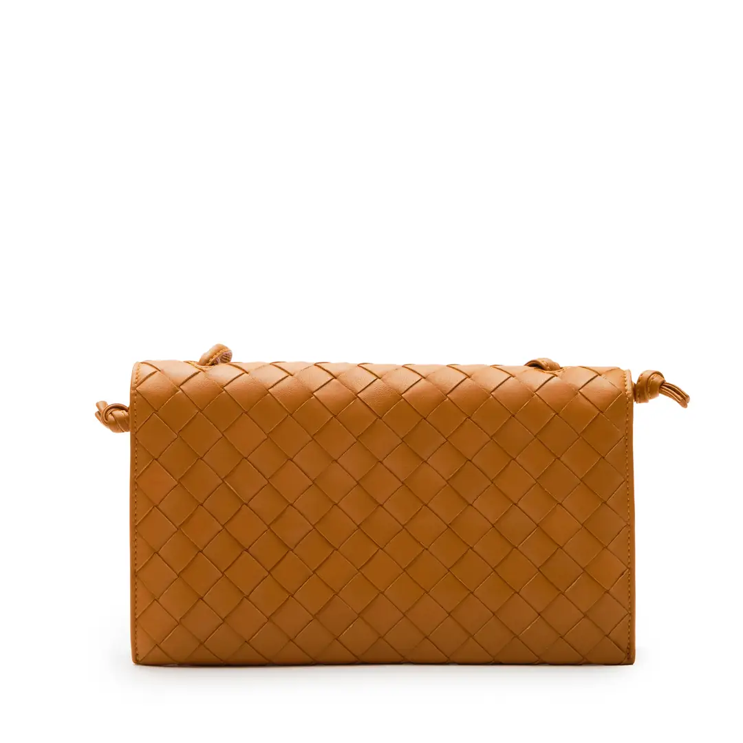 BOTTEGA VENETA サシェ Bottega Veneta - Hardal Sarısı Intreciatto Woven Small Trio Pouch