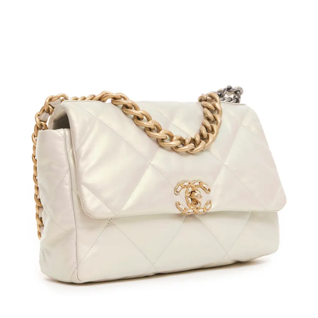Chanel - Beyaz Large No19 Flap Çanta - Authentic Seconds