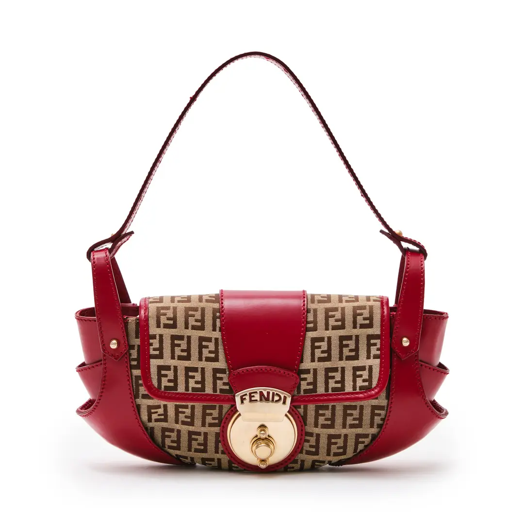 Fendi - Kırmızı FF Zucca Canvas Borsa Tuc Vintage Çanta