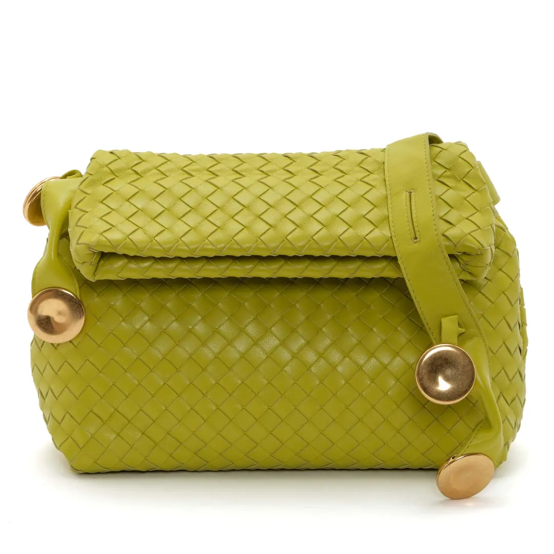Bottega Veneta Bottega Veneta - Yeşil Intrecciato Deri BV Omuz