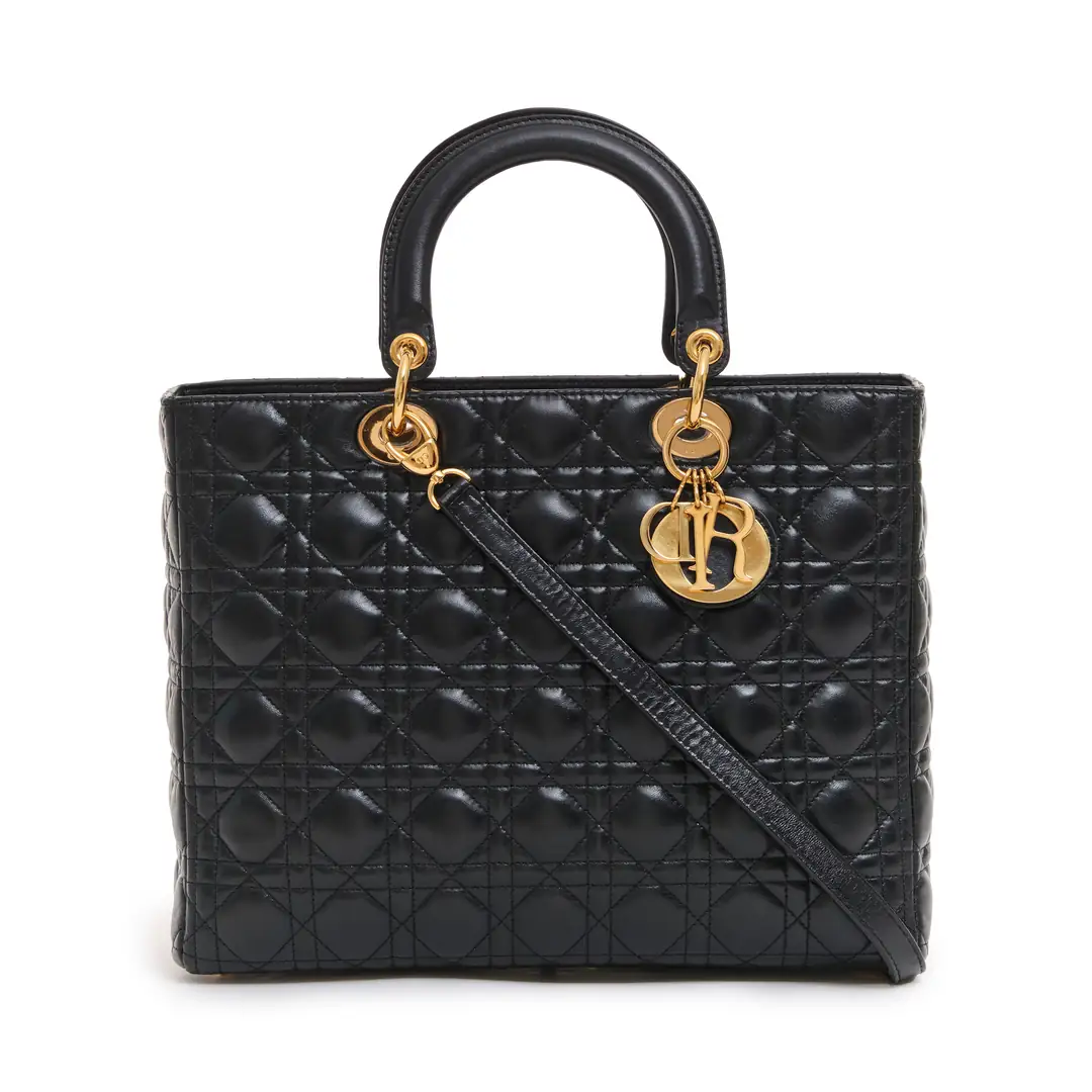 Christian Dior - Siyah Cannage Large Lady Dior Çanta - Authentic