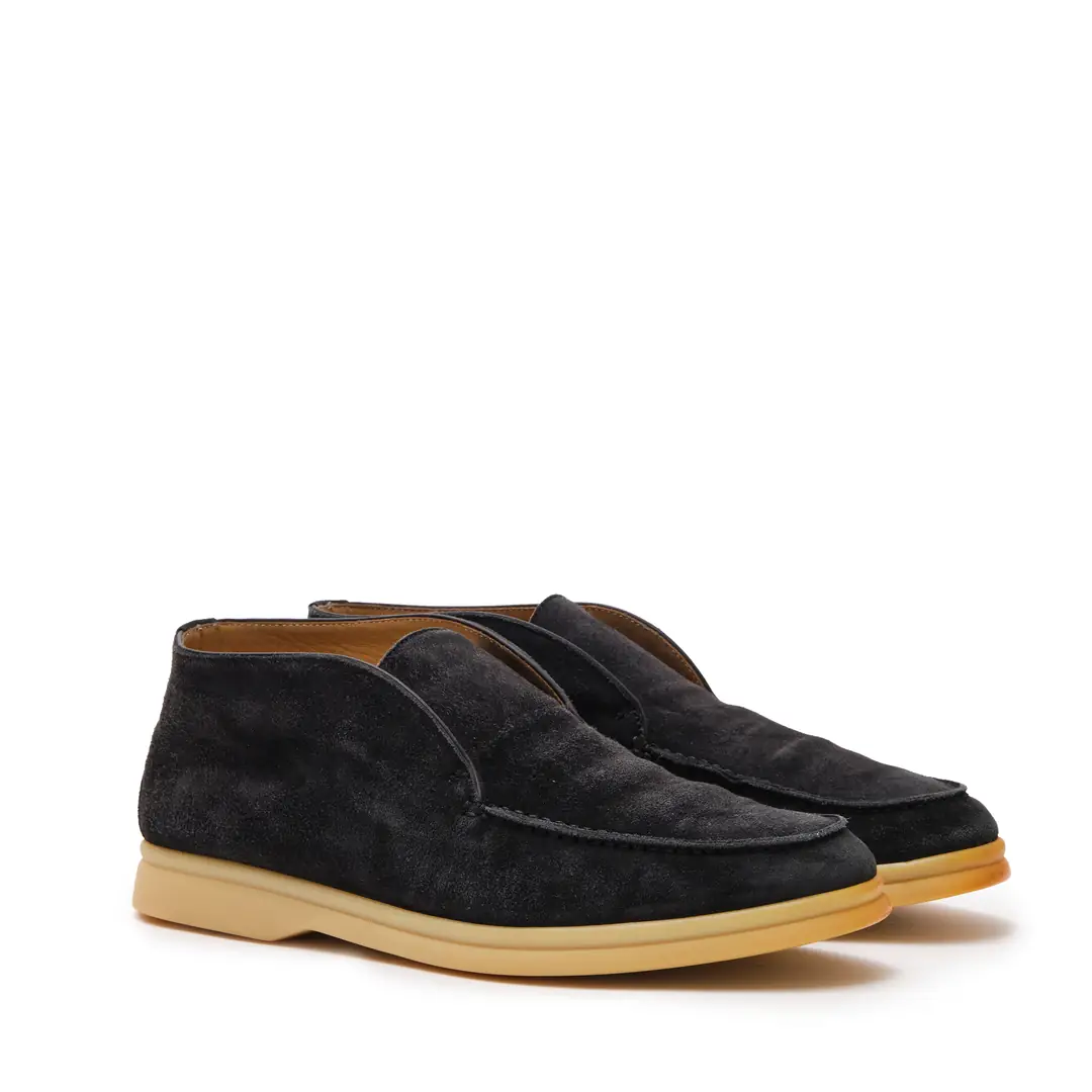 Loro Piana☆美品☆ Loro Piana - Dark Deep Sea Open Walk Ankle Boots / 38 - Authentic