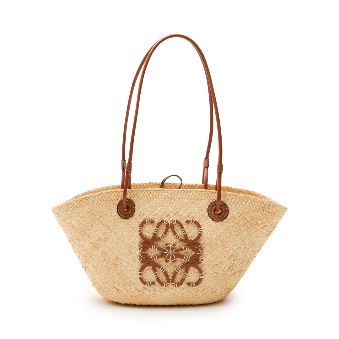 Loewe - Ecru Raffia Anagram Basket Bag - Authentic Seconds