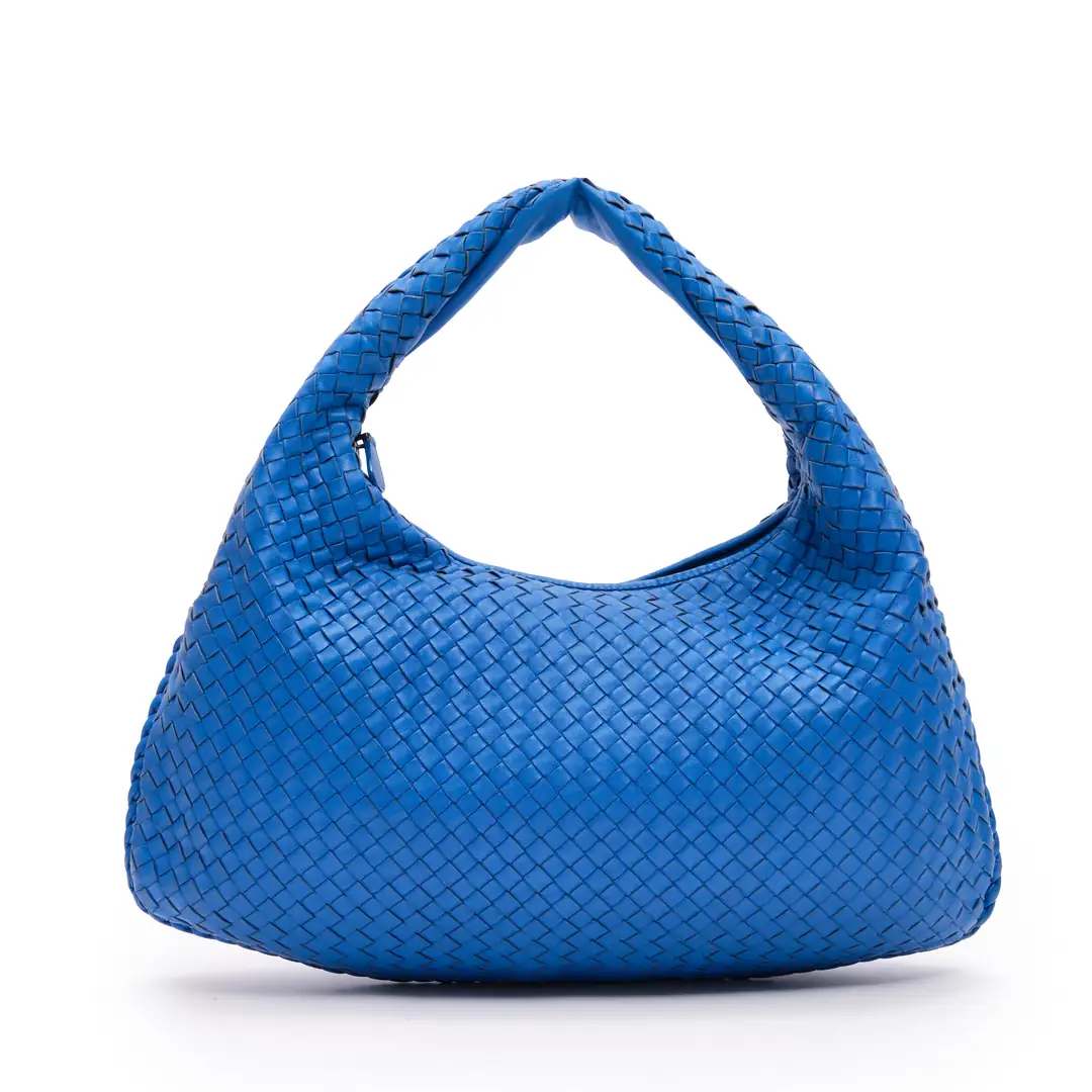 Bottega Veneta - Mavi Intrecciato Medium Hobo Çanta - Authentic