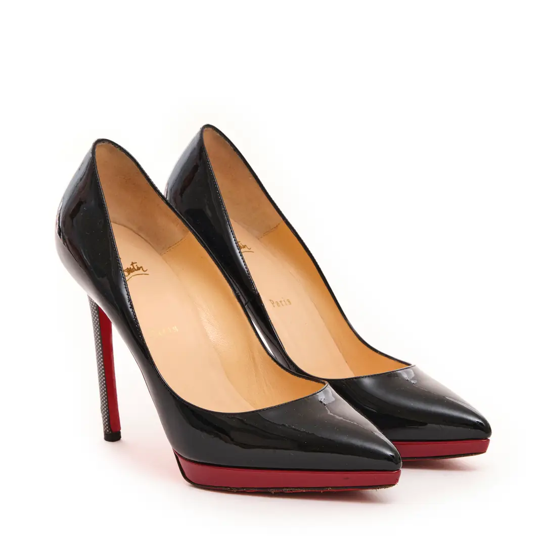 Christian Louboutin - Siyah Rugan Pigalle 120 Plato Stiletto