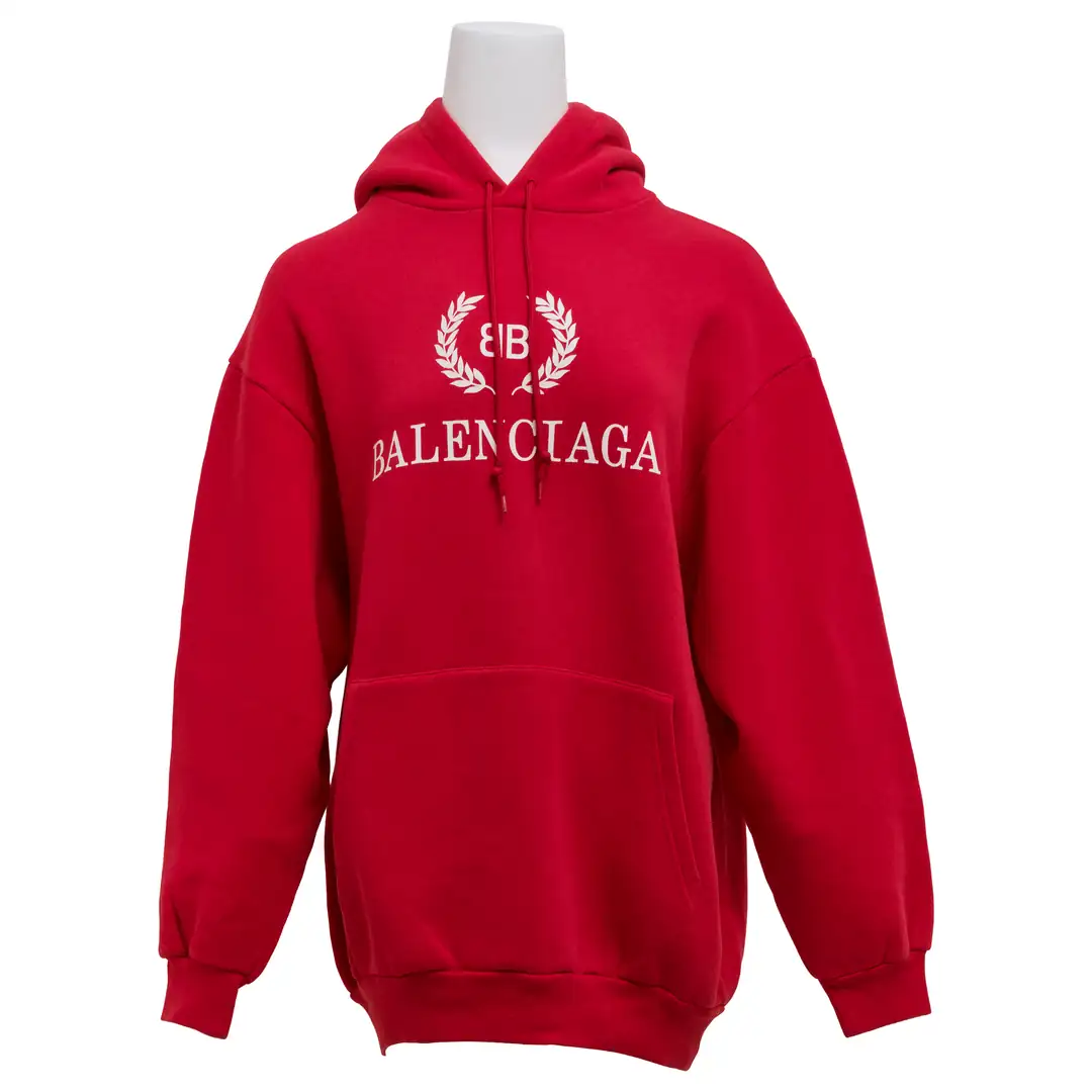 Balenciaga - Kırmızı BB Logo Hoodie Sweatshirt / XS - Authentic