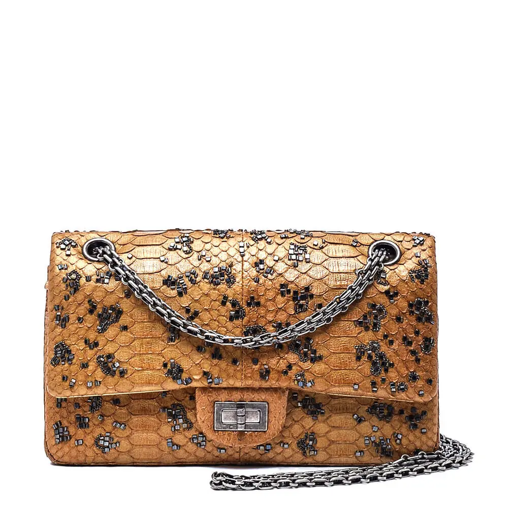 Chanel Altın Renk Egzotik Deri 'Paris-Byzance' 2.55 Reissue Double