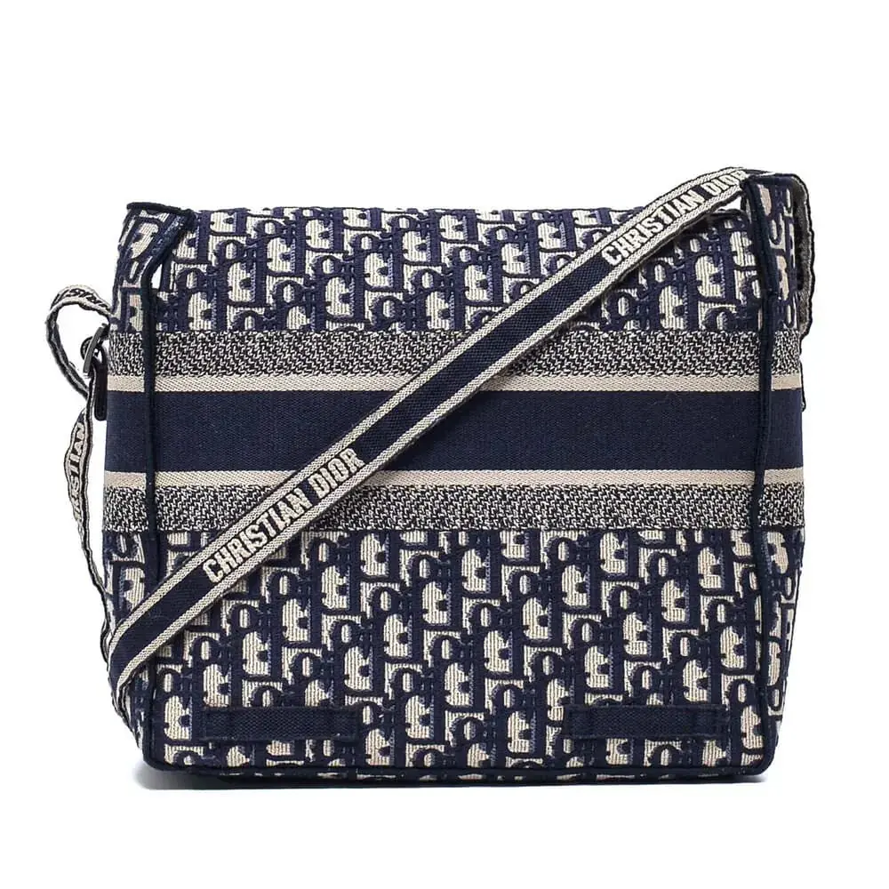 Christian Dior - Lacivert Oblique Logo 'Diorcamp' Medium Çanta
