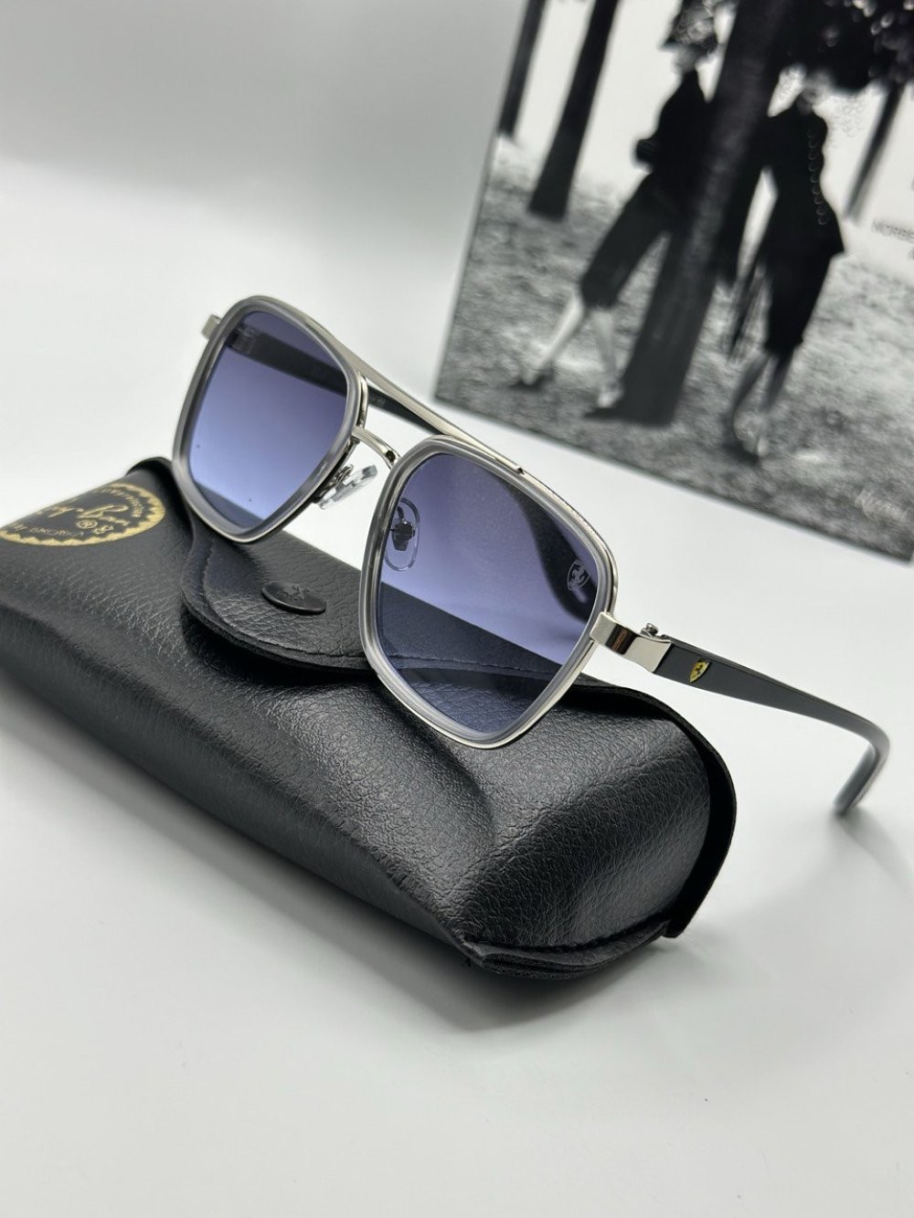 Rayban Ferrari Gri Mor Cam İthal Unisex Güneş Gözlüğü  