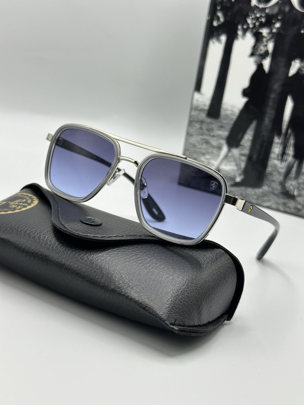 Rayban Ferrari Gri Mor Cam İthal Unisex Güneş Gözlüğü  