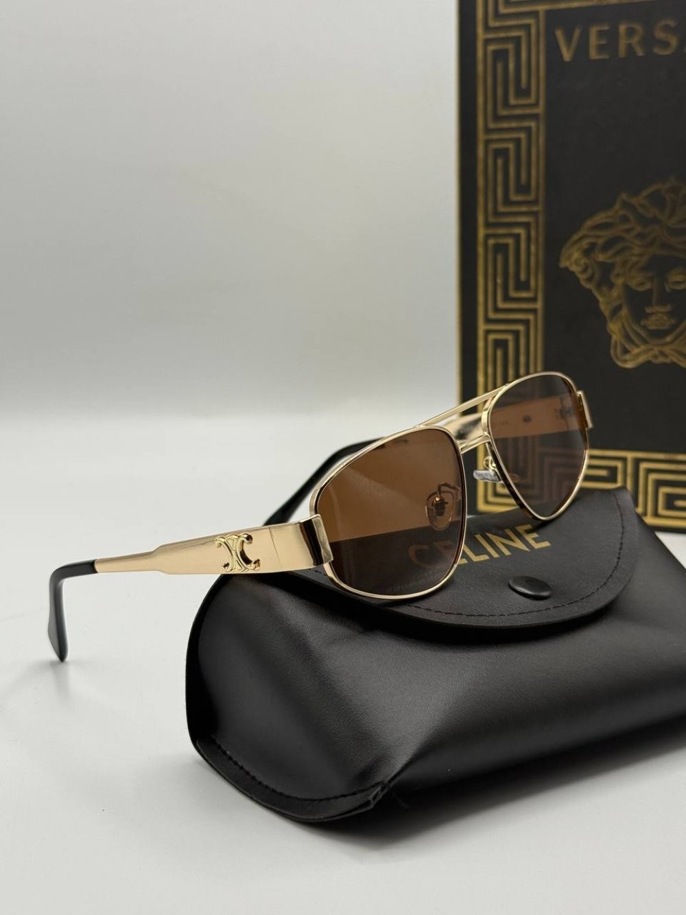 Celine Metal Kasa Kahverengi İthal Unisex Güneş Gözlüğü  